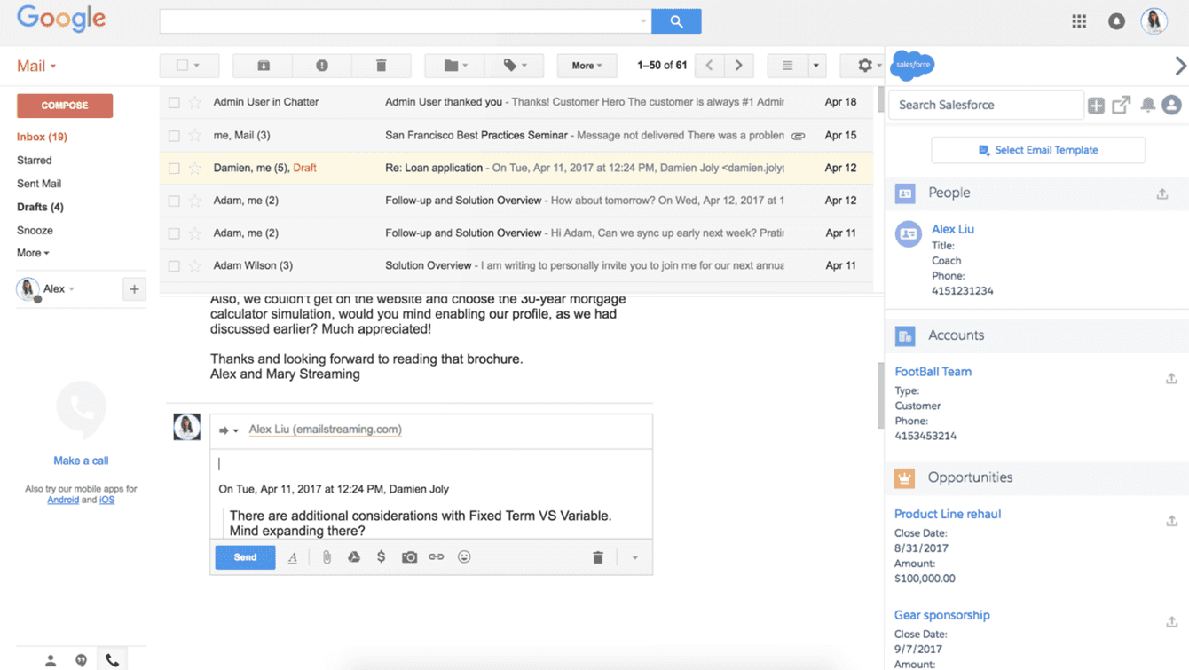 image of Salesforce Gmail integration